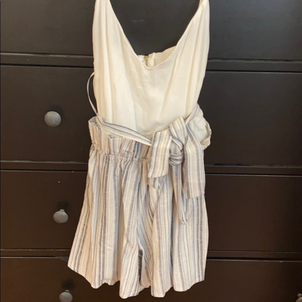 White and multi color romper